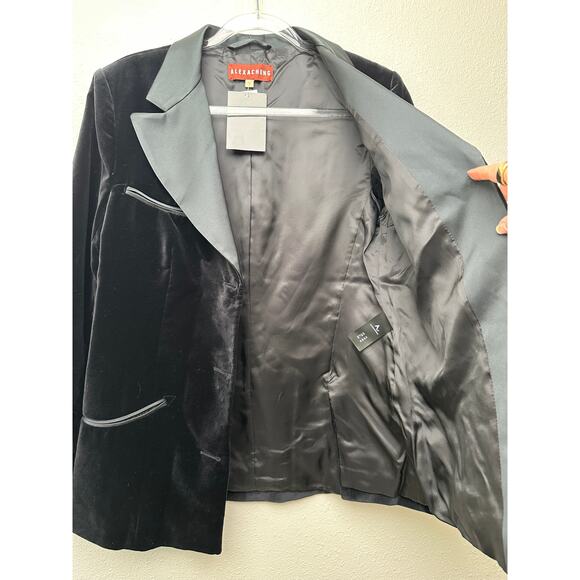 NWT Alexa Chung Velvet Tuxedo Blazer Black Women’s US 10 Satin Lapel - Picture 3 of 14